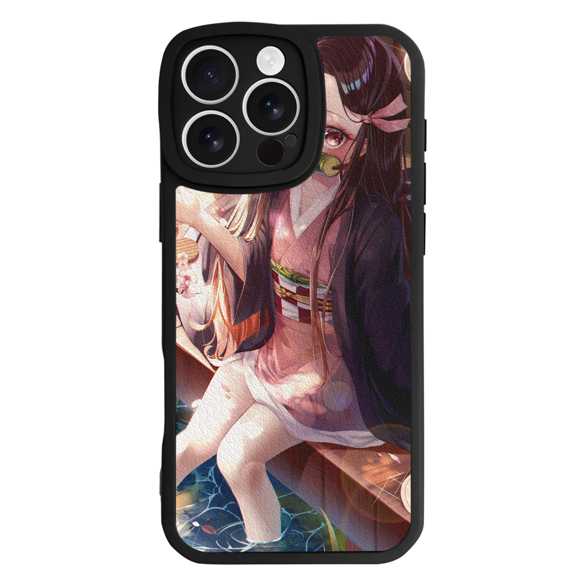 （画像用） 鬼滅の刃（きめつのやいば）竈門 禰󠄀豆子／かまど ねずこ Kamado Nezuko 【iPhone 16シリーズ対応】シリコンスマホケース（レザー調） 材質：シリコン
